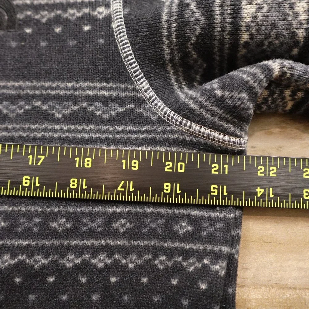 The North‎ Face Fair Isle Pattern Fleece Pullover Men's Size Large Black Gray